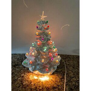 *Vintage Atlantic Mold White Ceramic Christmas Tree Mid Century 14”